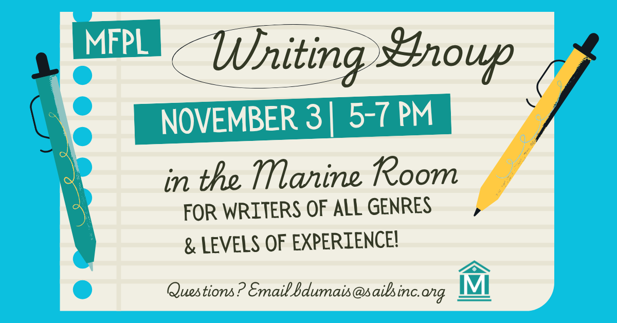 Writing group on November 3 from 5 to 7 PM